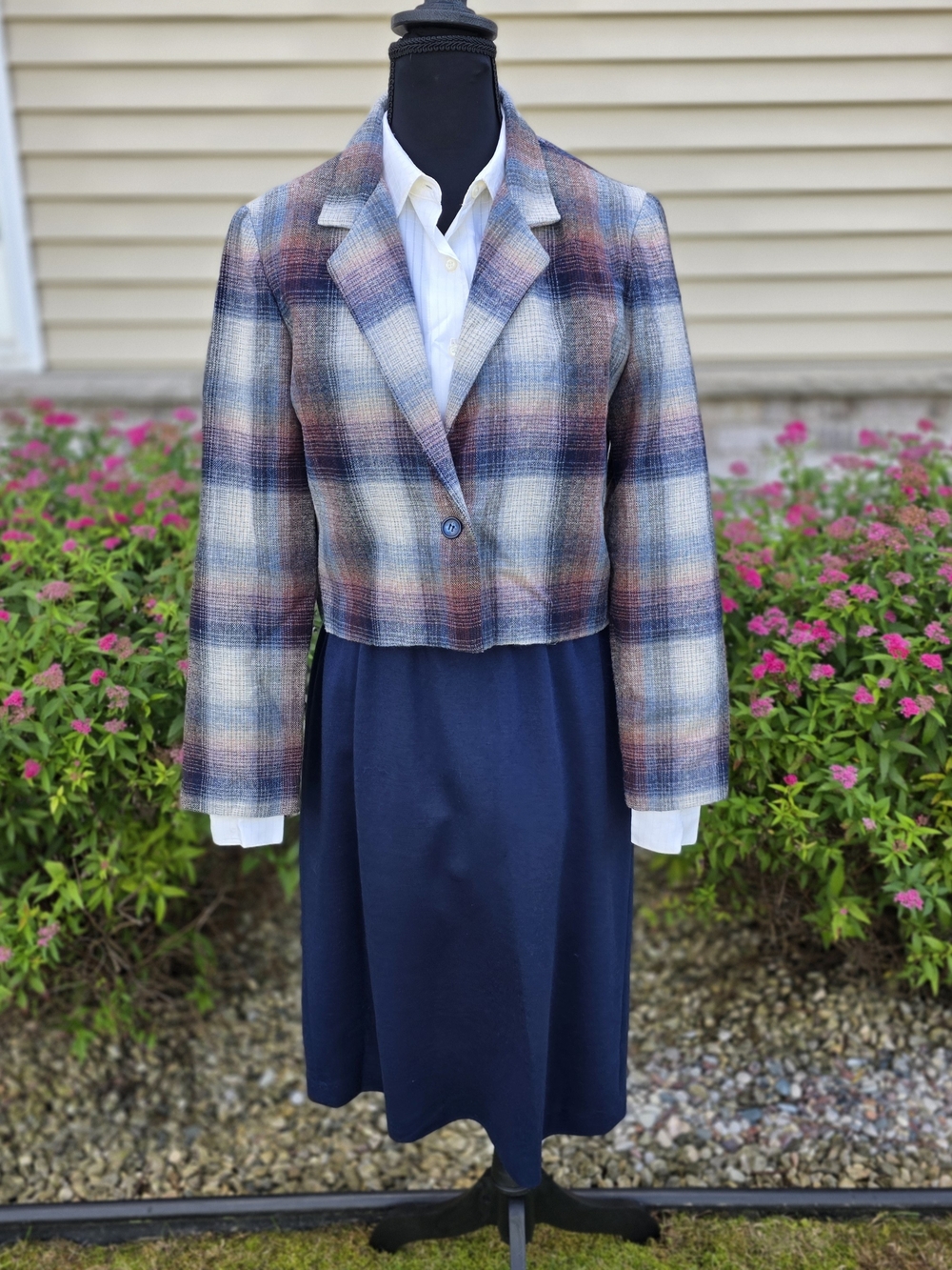 Vintage 80s Act I New York Plaid Blazer Dress Set Size 7 Small